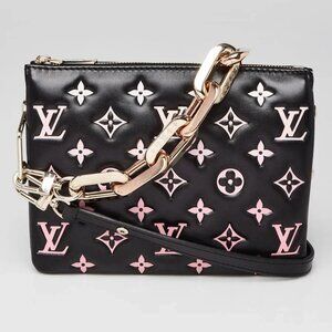 Louis Vuitton Black/Pink Monogram Embossed Lambskin Leather Coussin BB Bag